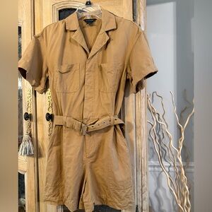 Club Monaco Linen Cotton Tan Romper